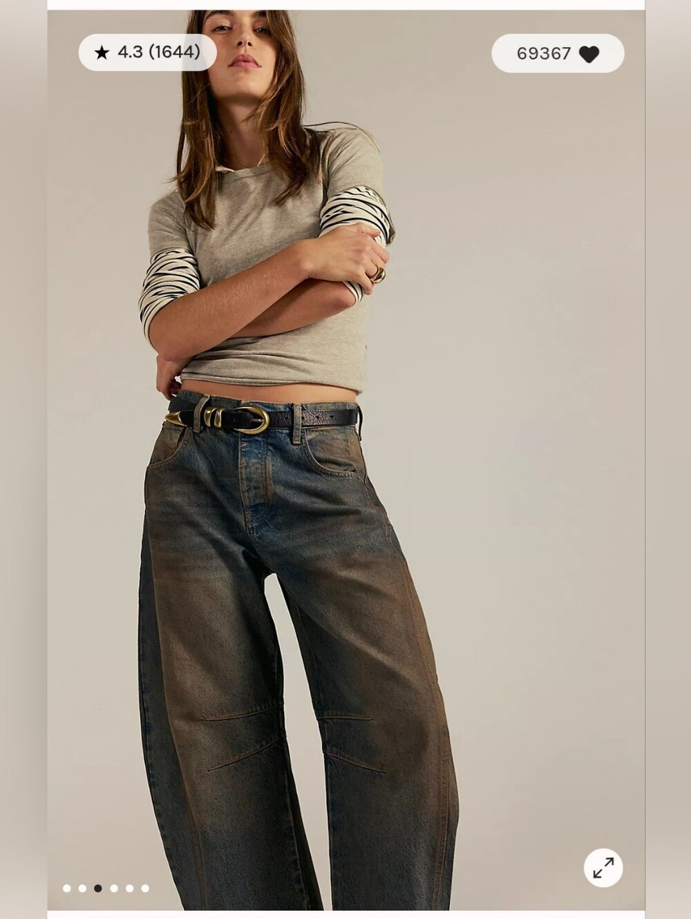 NWOT We The Free Good Luck Mid-Rise Barrel Jeans In Lost In The Desert